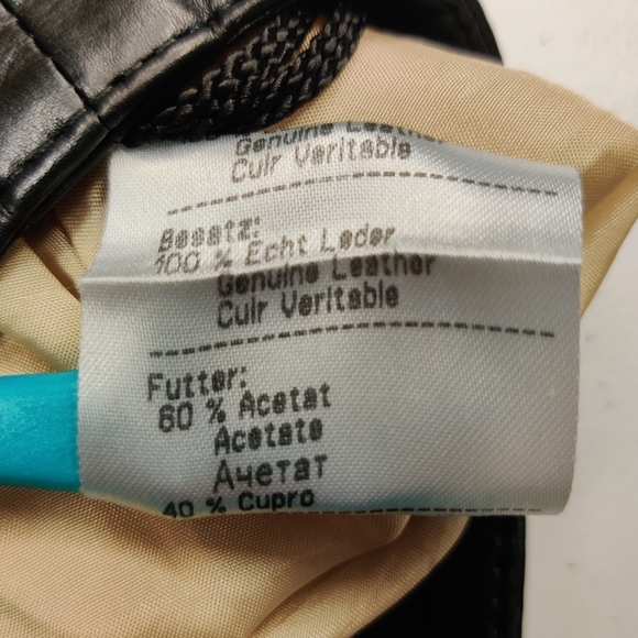 Rene Lezard Black Leather Cutout skirt with tan Silk Underskirt EU 40, Us size 8 - Picture 5 of 5